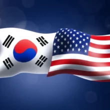 한미-정상회담을-상징하는-태극기와-성조기의-귀여운-3D-이미지,-양국-간의-굳건한-외교와-경제-협력을-나타냅니다.