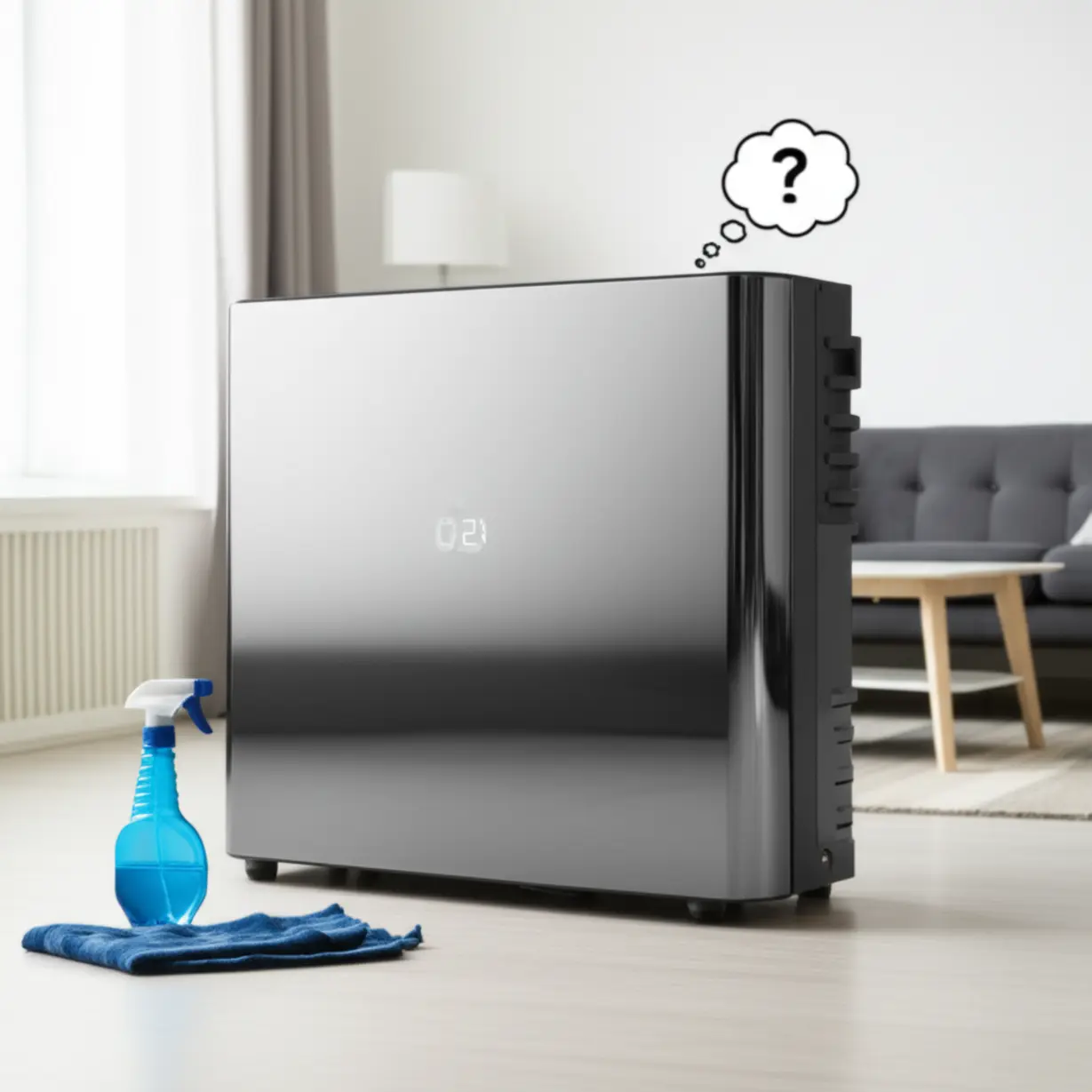 새로운-월세-집에-이사-온-세입자가-깨끗하게-청소한-후-고장난-에어컨-앞에서-걱정하는-3D-이미지.