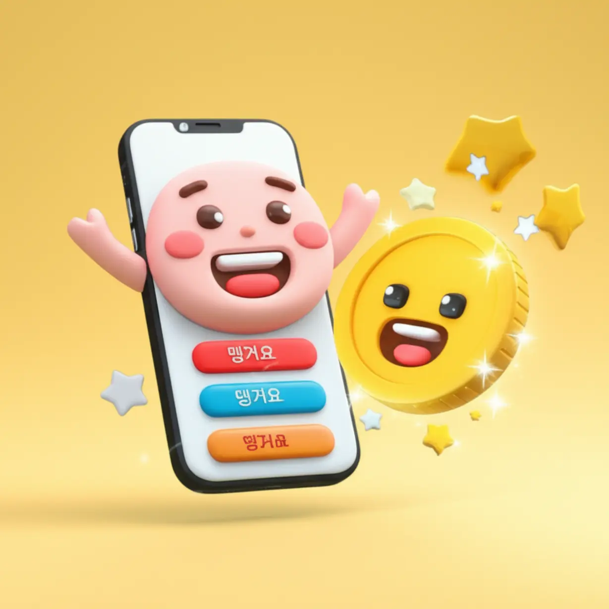 땡겨요-앱-화면과-지역사랑상품권,-추가-혜택을-상징하는-귀여운-스마트폰과-빛나는-동전-그림