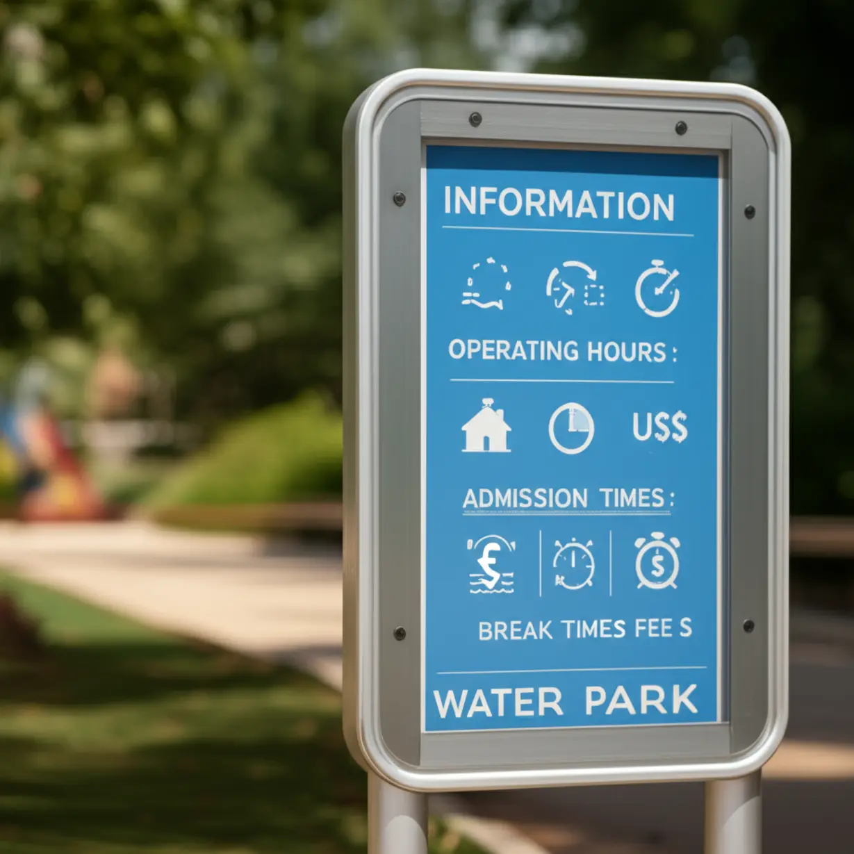 잠실-한강공원-물놀이장-입구에-설치된-안내판.-운영-시간과-휴게-시간,-입장료-정보가-한눈에-보기-쉽게-정리되어-있어-방문객들이-편리하게-이용할-수-있습니다.