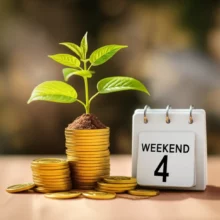 주휴수당의-중요성과-재정적-성장을-나타내는-귀여운-3D-동전과-달력,-식물-이미지.-알바생-급여-권리.