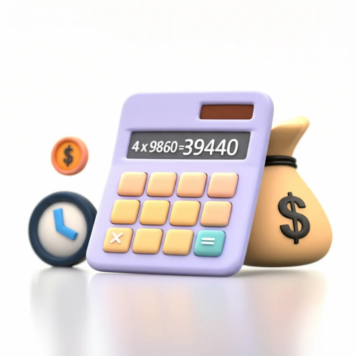 알바-주휴수당-계산법을-나타내는-귀여운-3D-계산기-이미지.-최저시급과-근무시간에-따른-주휴수당-계산.