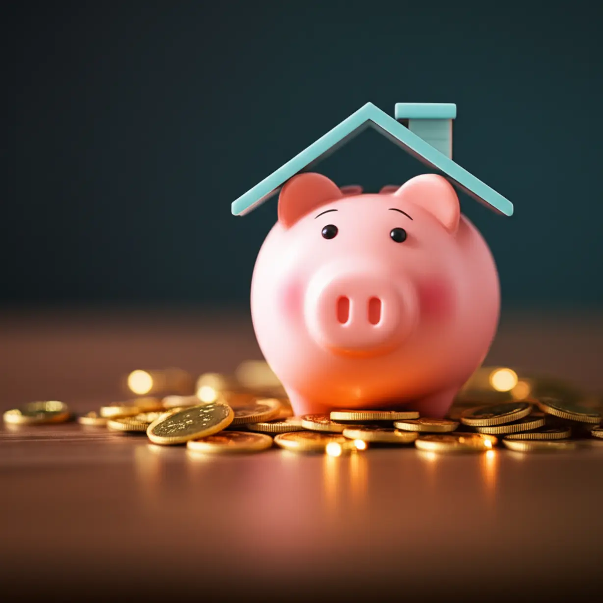 젊은-세대의-주택-마련-자금을-상징하는-지붕-달린-귀여운-돼지-저금통-3D-이미지.