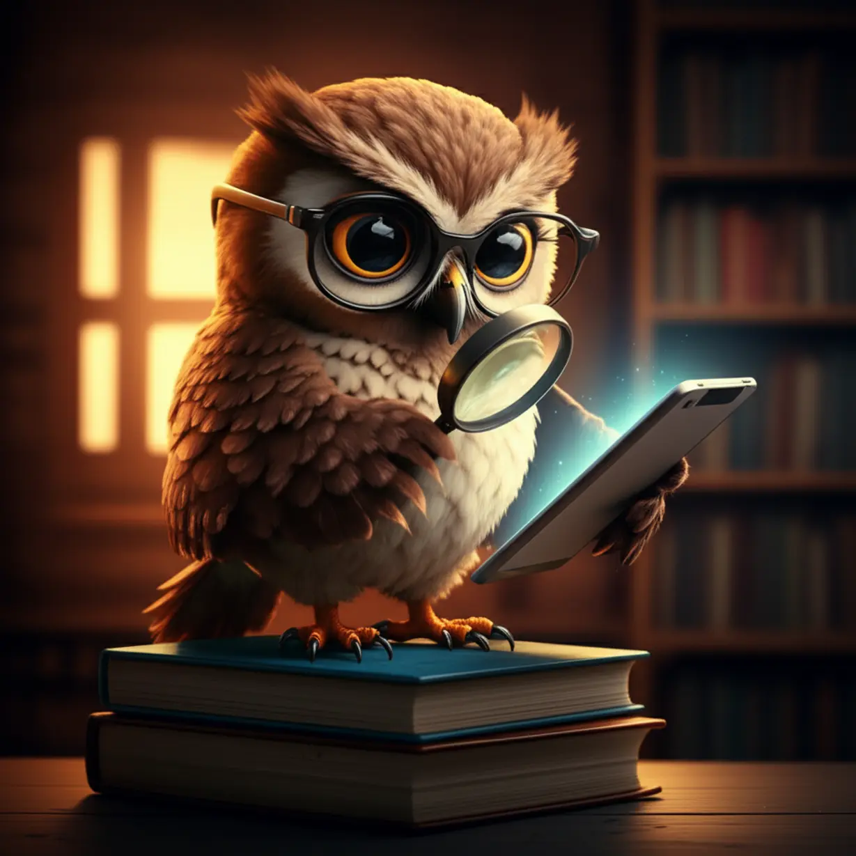 안경을-쓰고-책-위에-앉아-차트를-살펴보는-지혜로운-부엉이-이미지.-현명한-사모펀드-및-헤지펀드-투자-지식-활용을-나타냅니다.
