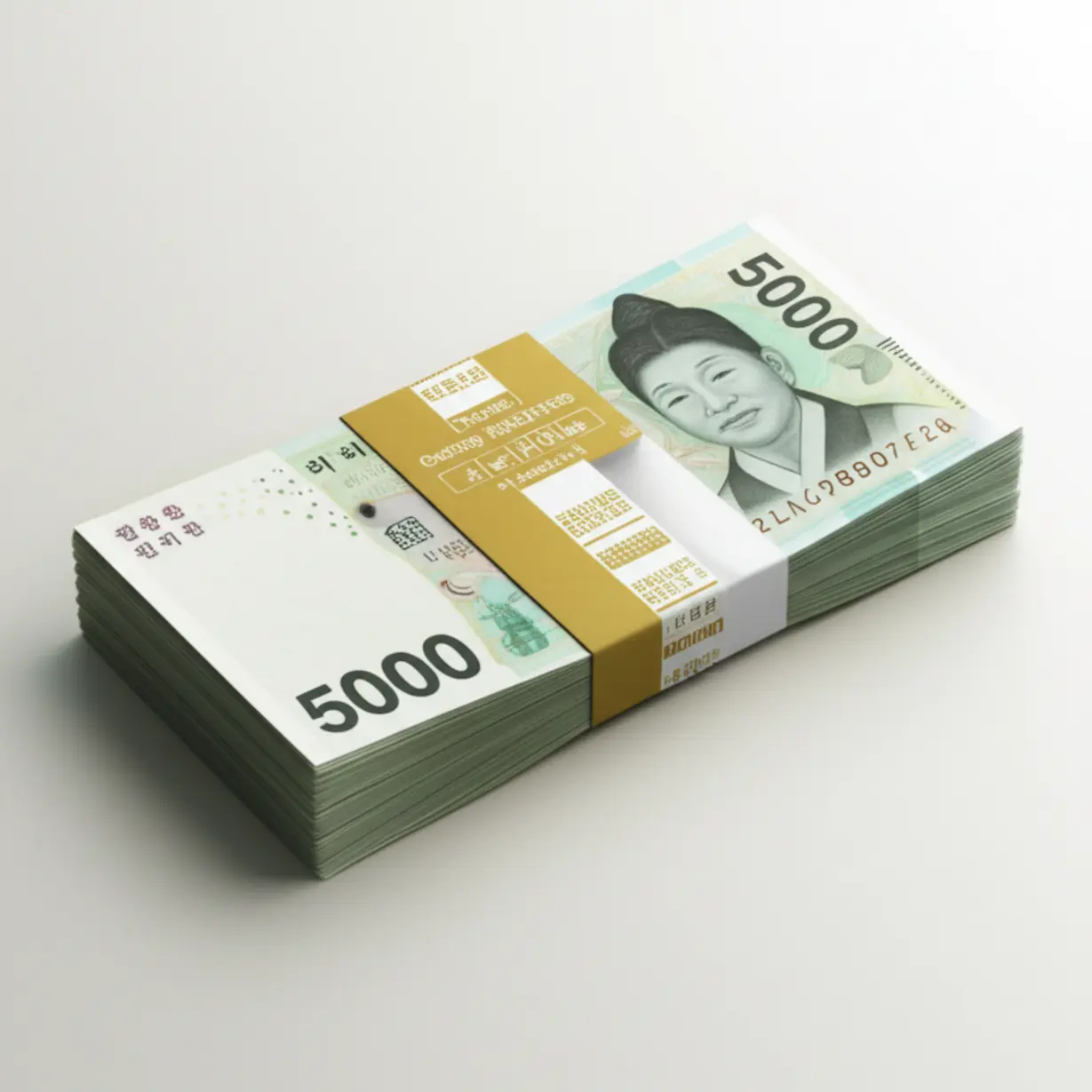 한국-5만원권-지폐-100장이-투명-비닐로-밀봉된-관봉권의-모습.-한국은행이-공식적으로-봉인한-돈-뭉치의-특징과-
