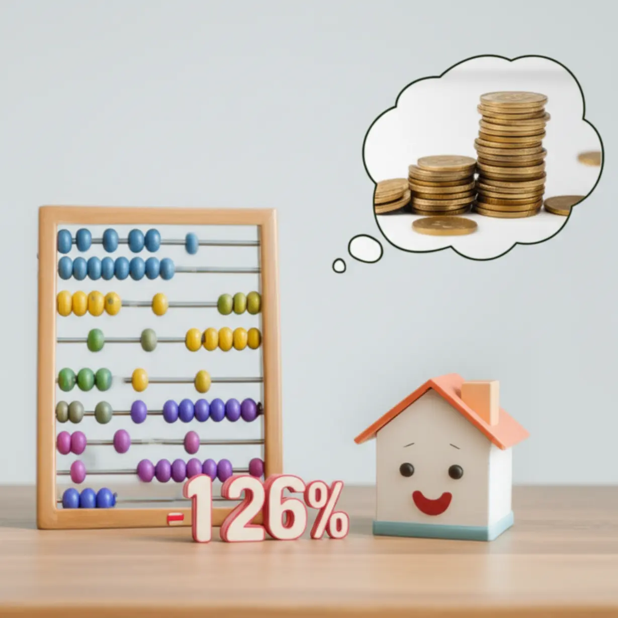 HF-전세보증보험-공시가-126%-룰-계산-방식을-쉽게-이해할-수-있도록-귀여운-계산기와-주택-모형으로-시각화한-3D-이미지.-전세대출-한도-변화를-쉽게-설명합니다.