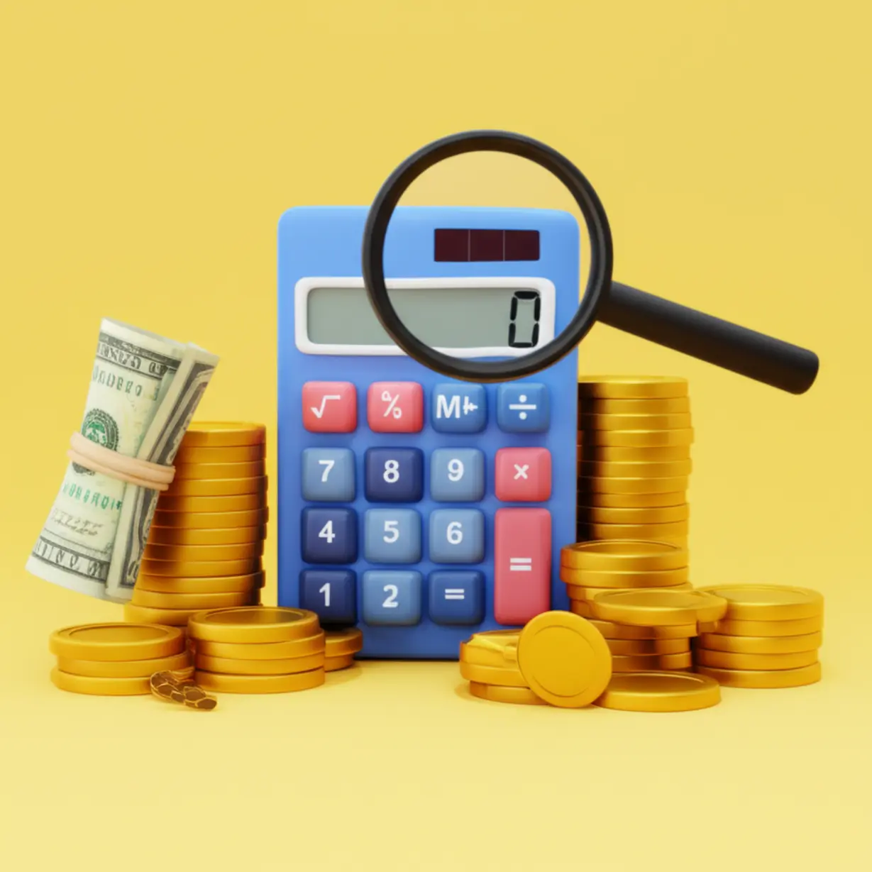 기초연금-수급자격을-위한-소득인정액-계산을-상징하는-계산기와-돈뭉치-이미지입니다.-노후-자산-관리.