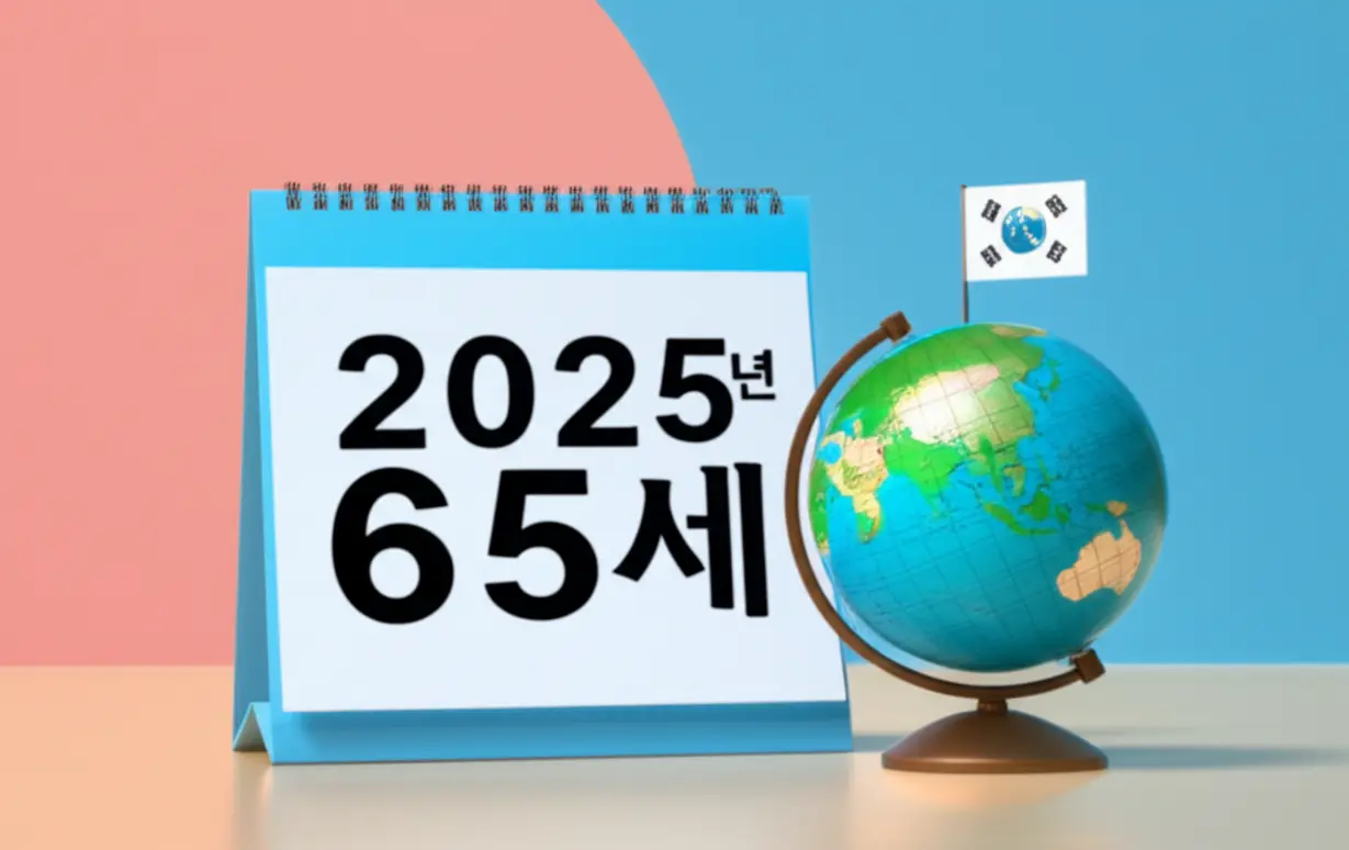 65세-기초연금-신청을-위한-연령,-국적,-거주-요건을-상징하는-달력과-지구본-이미지입니다.-노인복지-혜택.