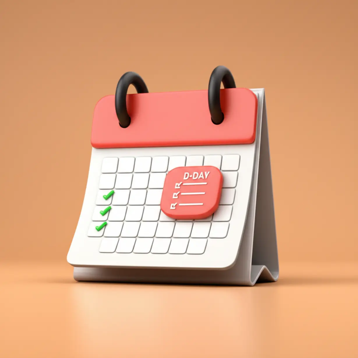 체크리스트와-함께-잔금일이-표시된-달력-3D-이미지,-부동산-거래의-마지막-순간까지-꼼꼼히-확인해야-함을-나타냅니다.