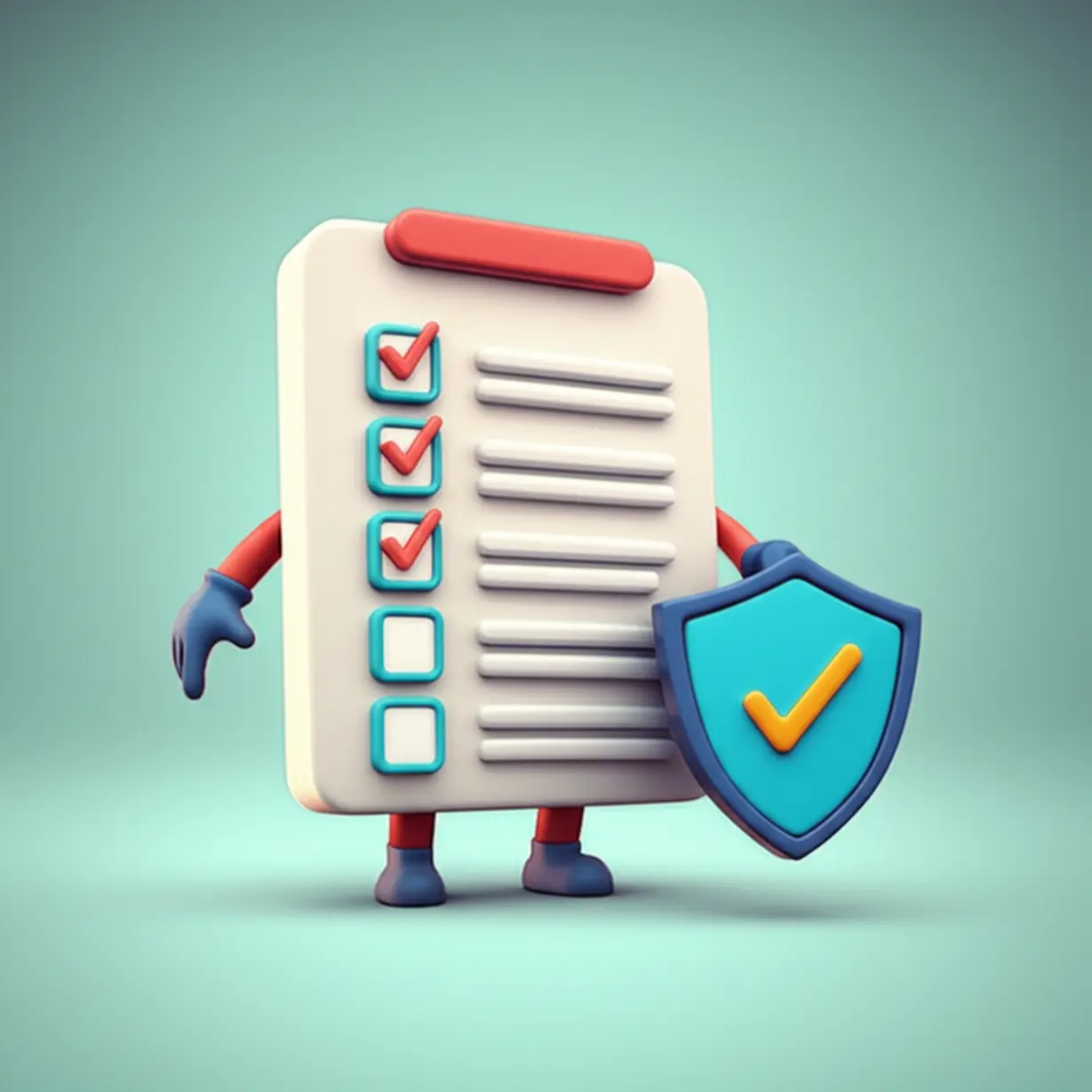 체크리스트와-방패-모양이-있는-그림으로,-셀프등기-시-서류를-꼼꼼히-확인하고-안전하게-진행해야-함을-강조합니다.