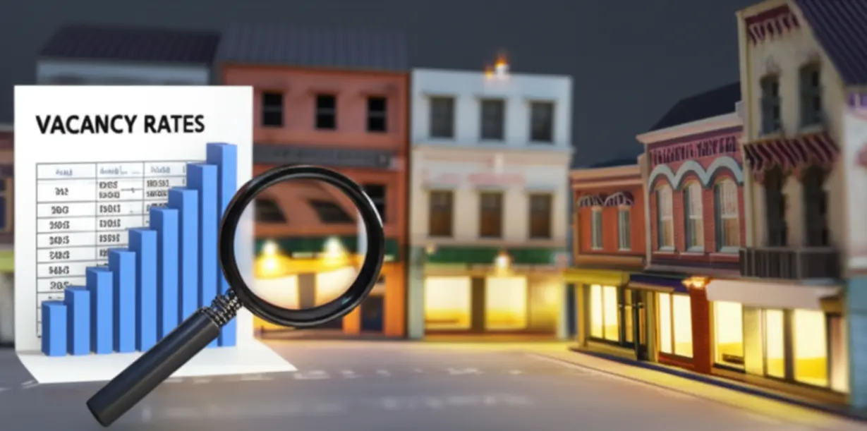 공실률-데이터를-보여주는-차트와-활기찬-골목-상권을-대비하는-3D-일러스트.-상가-시장의-현황과-공실률-원인을-분석하는-이미지.-성공적인-상가-투자를-위한-정보.