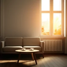 따뜻한-햇살이-드는-아늑한-원룸-거실에-친구와-함께-차를-마셨던-흔적으로-보이는-찻잔-두-개가-놓여있습니다.-원룸-친구-방문-논란과-관련하여-세입자의-주거-공간-권리를-상징하는-이미지입니다.