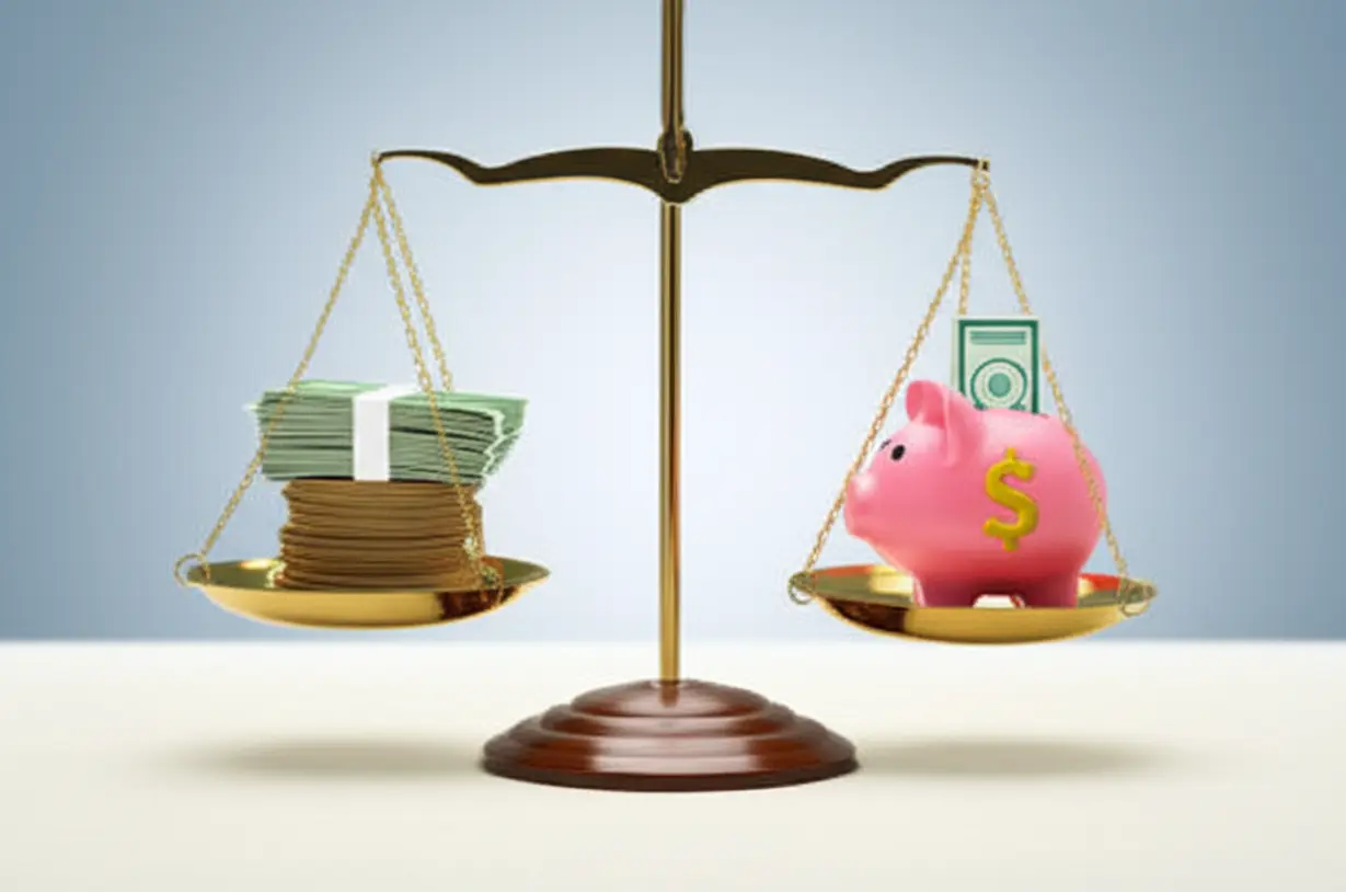 퇴직금과-세금의-균형을-상징하는-저울-이미지.-퇴직소득세가-분류과세-항목으로-왜-중요한지-시각적으로-보여줍니다.