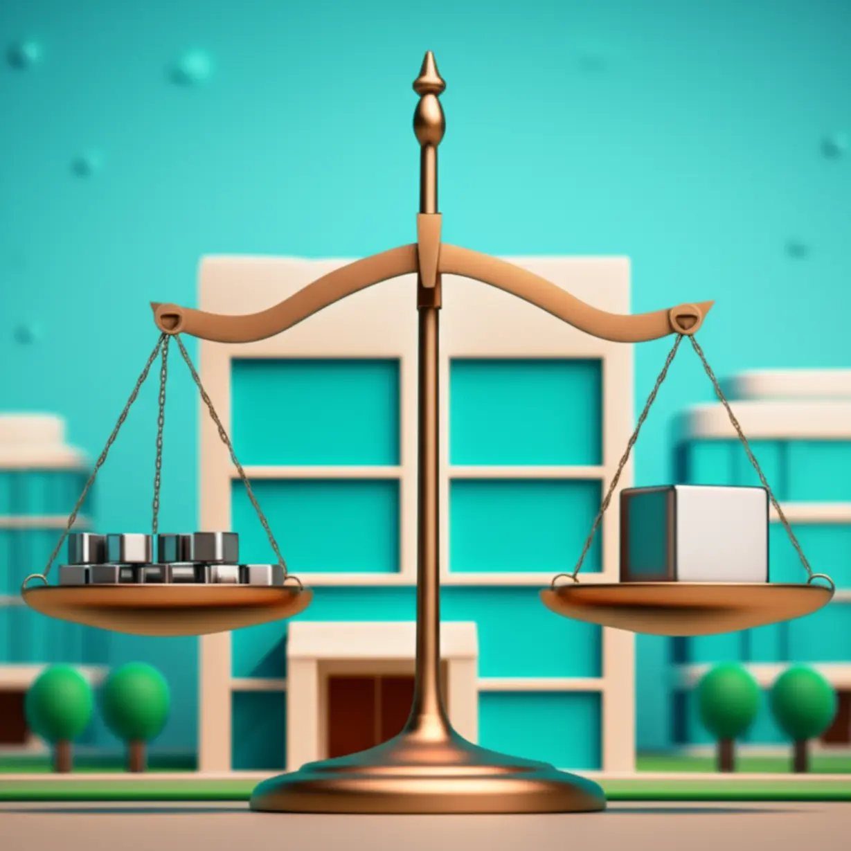 균형-잡힌-저울-위에-작은-블록들과-큰-블록이-놓여있는-귀여운-3D-그림,-공정한-기업-지배구조와-상법-개정안의-중요성을-상징합니다.