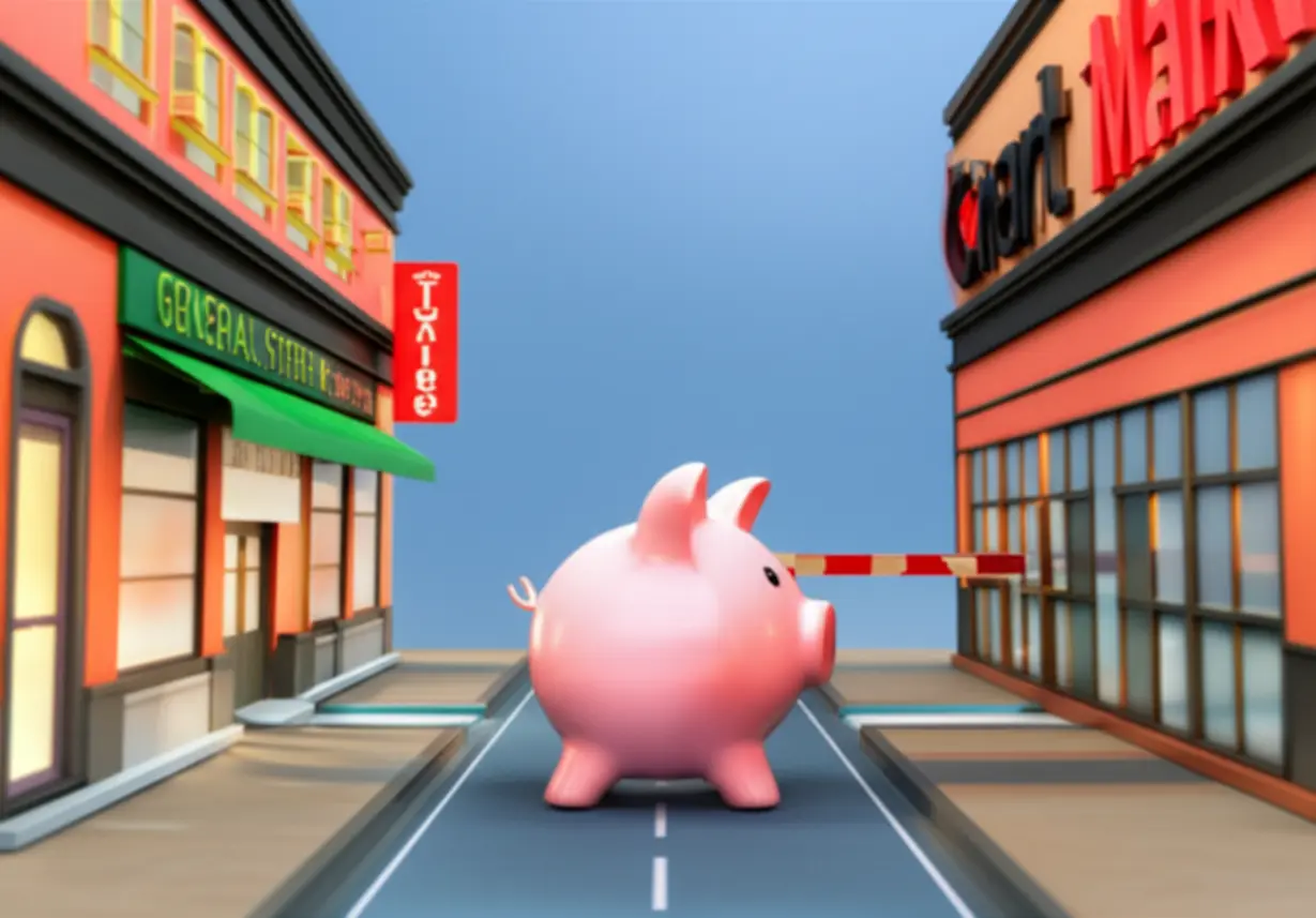 활기찬-일반-상가-거리와-입구가-막힌-대형마트-건물이-나란히-있는-모습.-일반-상가와-대형마트-권리금-회수-조건의-차이를-보여줍니다.