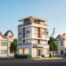 김해-아파트-전세가-상승-하반기-집값-전망-3D-이미지.-귀여운-아파트와-상승-화살표로-김해-부동산-시장의-긍정적인-변화를-나타냅니다.