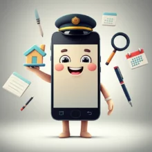 정부24-앱이-주민등록-사실조사를-안내하는-귀여운-3D-스마트폰-캐릭터-이미지입니다.-편리한-비대면-참여를-상징하는-집-모양-아이콘과-함께-친근하게-다가오는-모습을-표현했습니다.