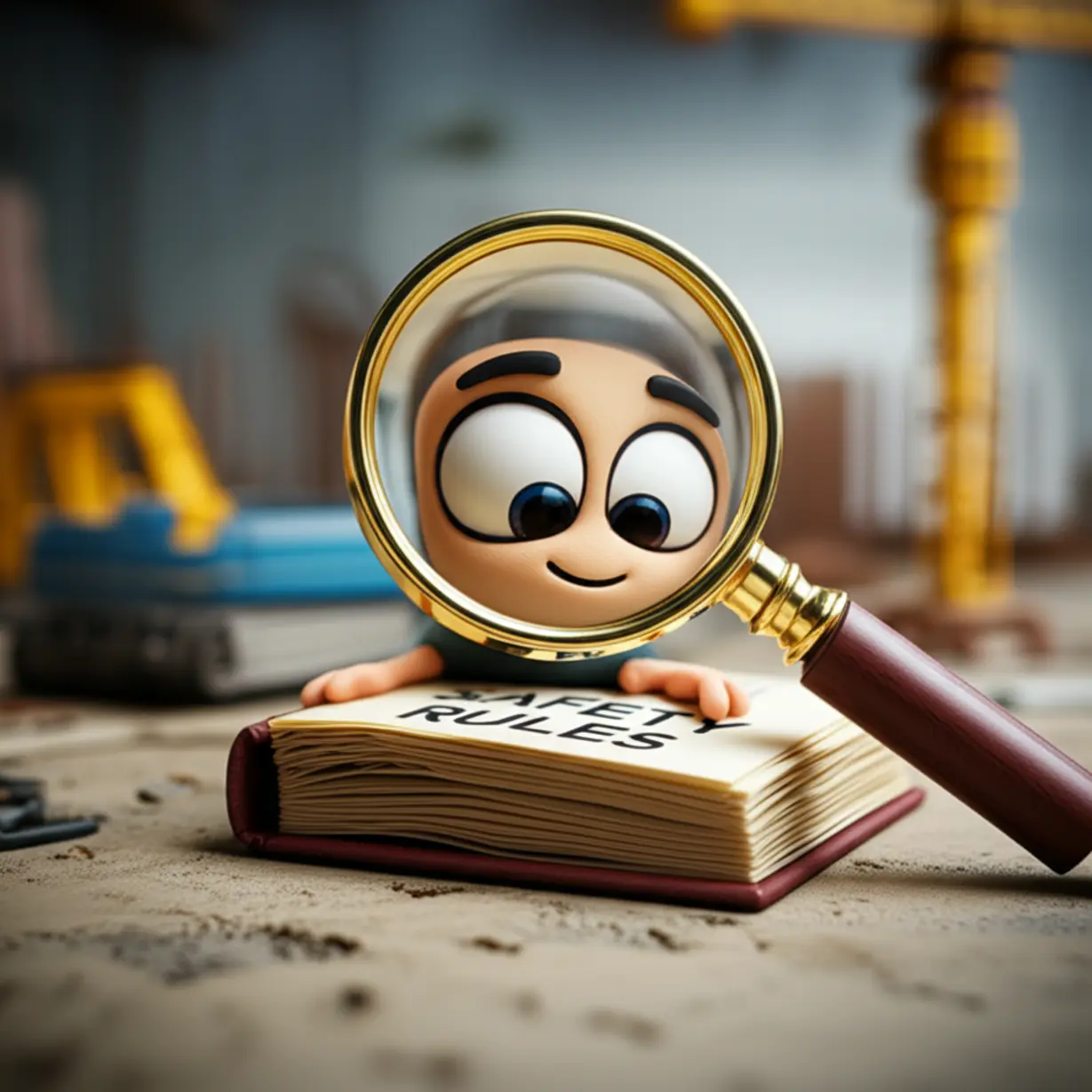 중대재해처벌법의-강력함을-나타내는-귀여운-3D-이미지.-친근한-돋보기가-