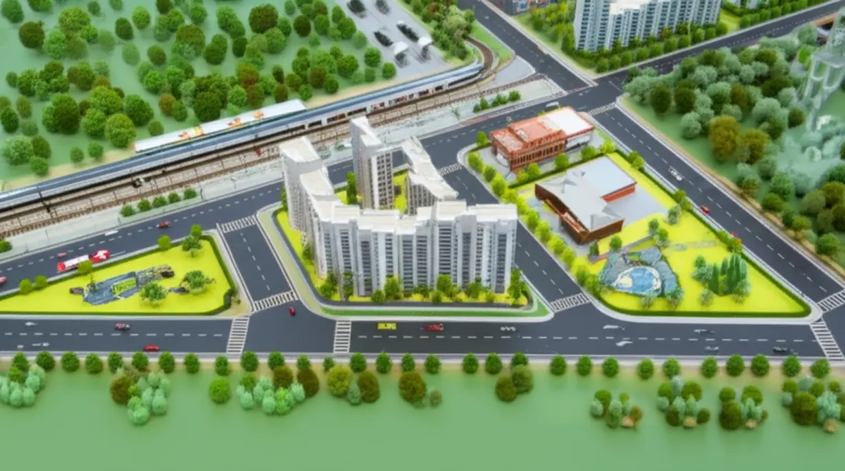 이천-신안인스빌-아파트-주변-생활-인프라,-역세권과-편의시설을-보여주는-귀여운-3D-도시-모형,-이천-아파트-입지.