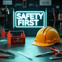 안전한-일터의-귀여운-3D-이미지.-작은-안전모,-정리된-공구함,-'안전제일'-표지판이-어우러진-깨끗하고-안전한-작업-환경을-나타냅니다.-(산업안전,-중대재해법)