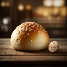 따뜻한-나무-테이블-위에-놓인-먹음직스러운-3D-소금빵과-990원-동전-이미지.-경제-유튜버-슈카-빵집-논란의-핵심인-빵값-문제를-상징합니다.