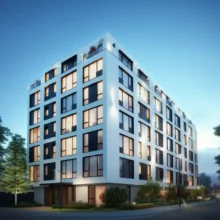 안정적인-내집마련을-상징하는-현대적인-민간임대아파트-건물과-푸른-하늘,-평화로운-주거-환경.