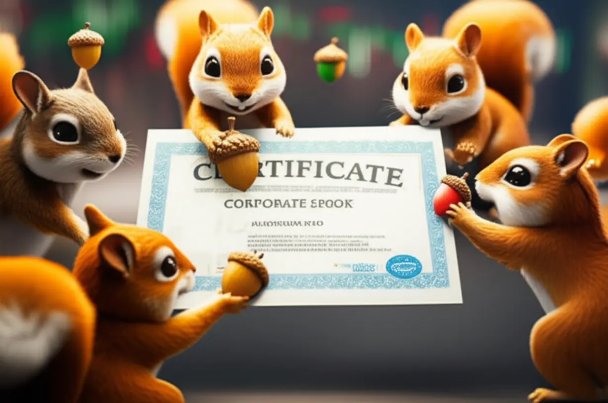 경영권-분쟁-시-지분-확보-경쟁으로-주식-수요가-늘어나는-현상을-귀여운-다람쥐들이-주식-증서를-확보하려는-모습으로-보여주는-3D-일러스트.-주가-상승-원리를-설명합니다.