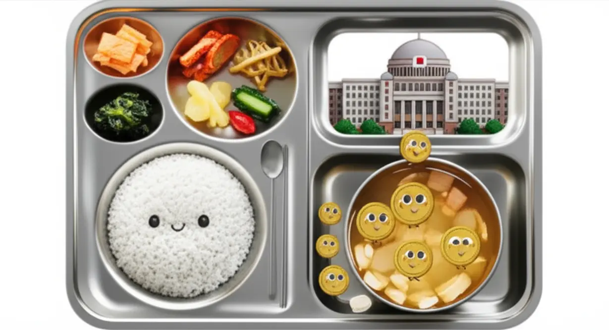 정부-예산이-직장인-점심값-지원-정책을-통해-다양한-한식-메뉴로-채워진-식판으로-전달되는-모습을-귀엽게-표현한-3D-이미지입니다.-정책-내용과-지원-방식을-쉽게-이해할-수-있습니다.