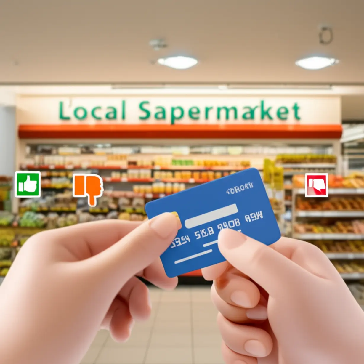 신용카드로-동네-가게에서-결제하는-귀여운-3D-손-이미지.-상생페이백-소비실적-인정-기준과-제외-기준을-쉽게-구분할-수-있도록-돕습니다.