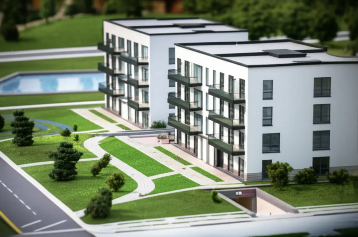 공공-기여-요소를-귀엽게-표현한-현대적인-3D-아파트-단지-미니어처.-은마아파트-재건축-승인을-이끈-조합의-양보와-노력,-그리고-주변-환경과의-조화를-상징합니다.
