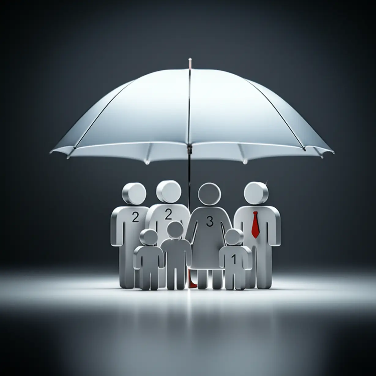 가족-구성원(부모,-자녀,-미성년자-추상적인-인물)이-보호막-아래-서-있는-3D-이미지.-가족-수에-따른-상속-공제-혜택을-시각적으로-표현하여-기본-공제와-인적-공제를-쉽게-설명합니다.