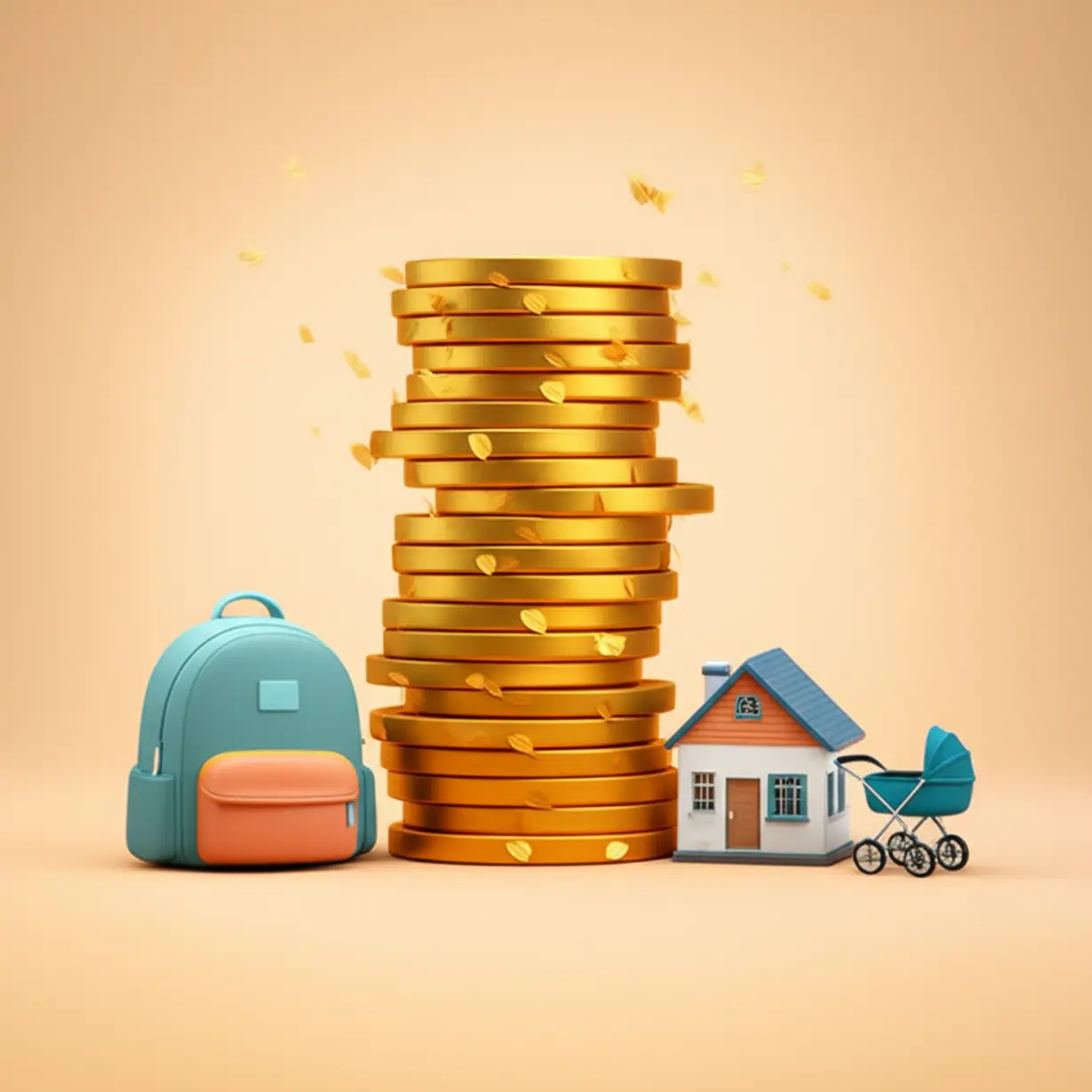 기후동행카드-할인으로-교통비-절약-혜택을-받는-청소년과-다자녀-가구를-상징하는-모습.-든든하게-쌓인-동전과-가족-관련-물건들.