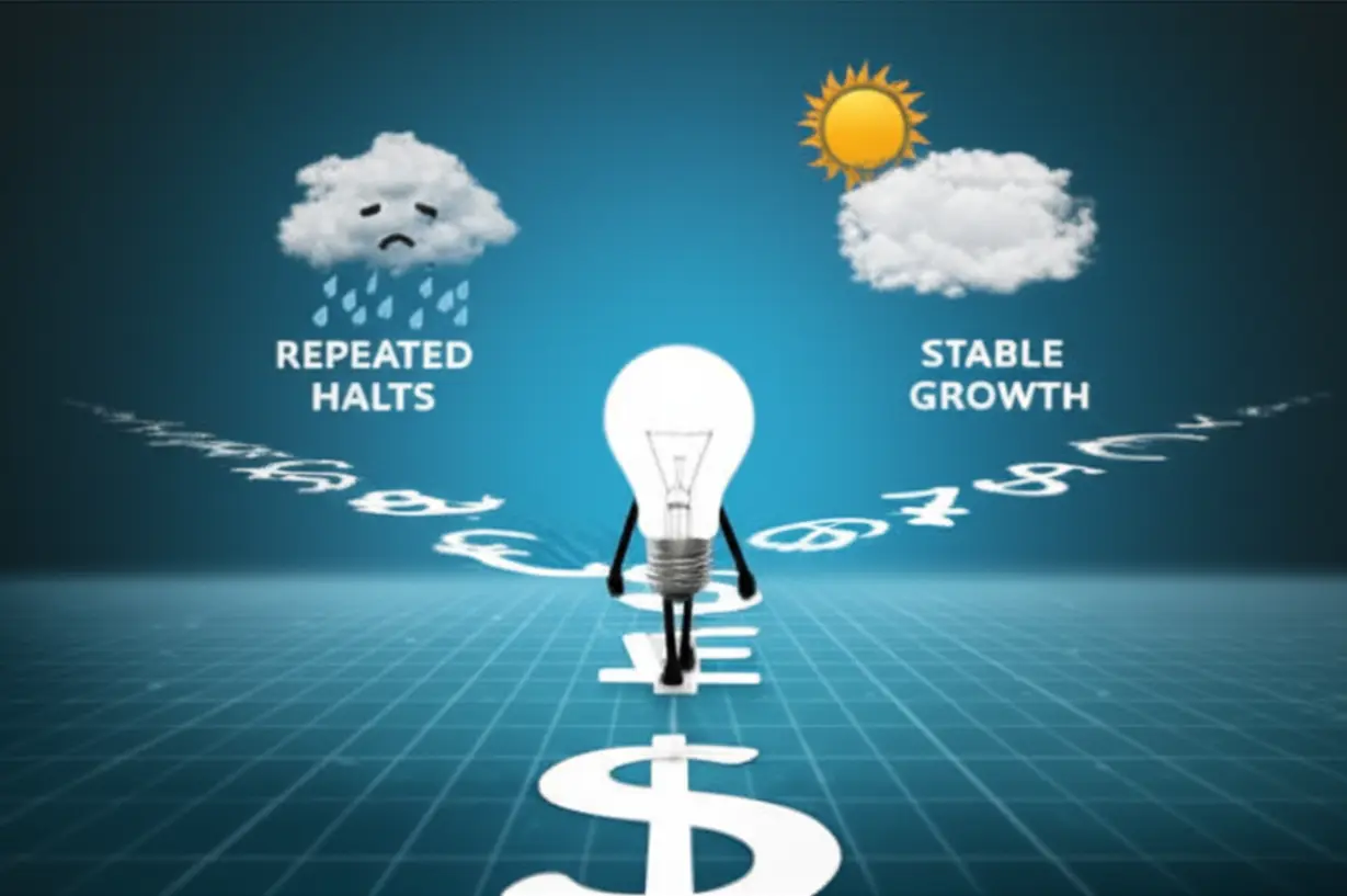 넥스트레이드-대체거래소의-거래중지-반복-가능성과-향후-시장-전망을-상징하는-귀여운-전구-캐릭터가-미래의-갈림길을-바라보는-3D-이미지입니다.-금융-시장의-변화와-제도-개선의-중요성을-나타냅니다.