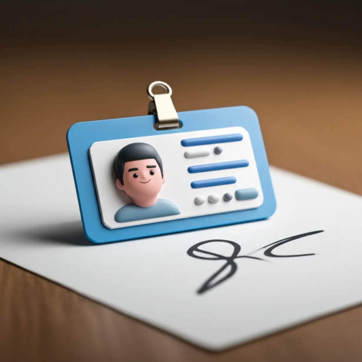 신분증과-계약-서류를-확인하는-3D-이미지,-거래-상대방과-중개사-확인의-중요성을-강조하는-모습입니다.