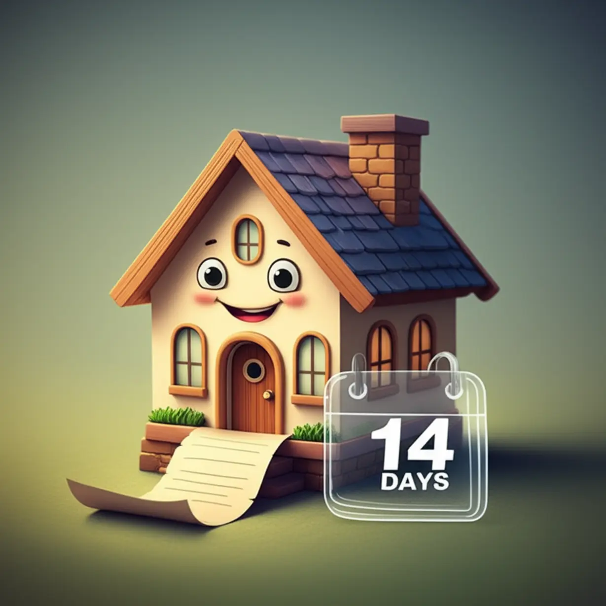 이사-후-전입신고의-중요성을-나타내는-그림.-집-문에서-나오는-서류와-14일을-가리키는-달력-아이콘이-전입신고의-의미와-기간을-설명합니다.