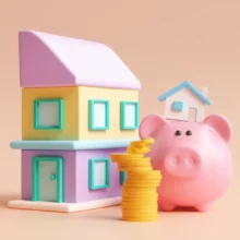 아파트와-돈을-상징하는-귀여운-3D-이미지,-역전세-반환대출을-통한-주거-안정과-보증금-보호를-표현합니다.