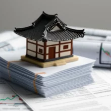 한국-부동산-정책-분석을-상징하는-아기자기한-한옥과-법률-문서,-금융-그래프-이미지.-최신-주택-공급-대책과-부동산-시장-변화를-설명하는-듯한-귀여운-3D-그림.