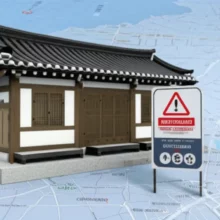 외국인-부동산-투기-규제-강화를-상징하는-한옥과-수도권-지도,-토지거래허가제와-실거주-의무를-나타내는-작은-허가증-아이콘.-주택시장-안정화-메시지를-담고-있습니다.