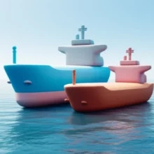 HD현대중공업과-HD미포조선-합병을-상징하는-두-배가-하나로-합쳐지는-귀여운-3D-이미지,-조선업-시너지와-기업가치-상승을-표현합니다.