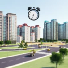 3기-신도시의-미래를-나타내는-아기자기한-3D-도시-모형.-건설-중인-아파트와-도로,-시간을-상징하는-시계-아이콘이-보여,-3기-신도시-투자-타이밍과-성공적인-내-집-마련을-위한-준비를-상징합니다.