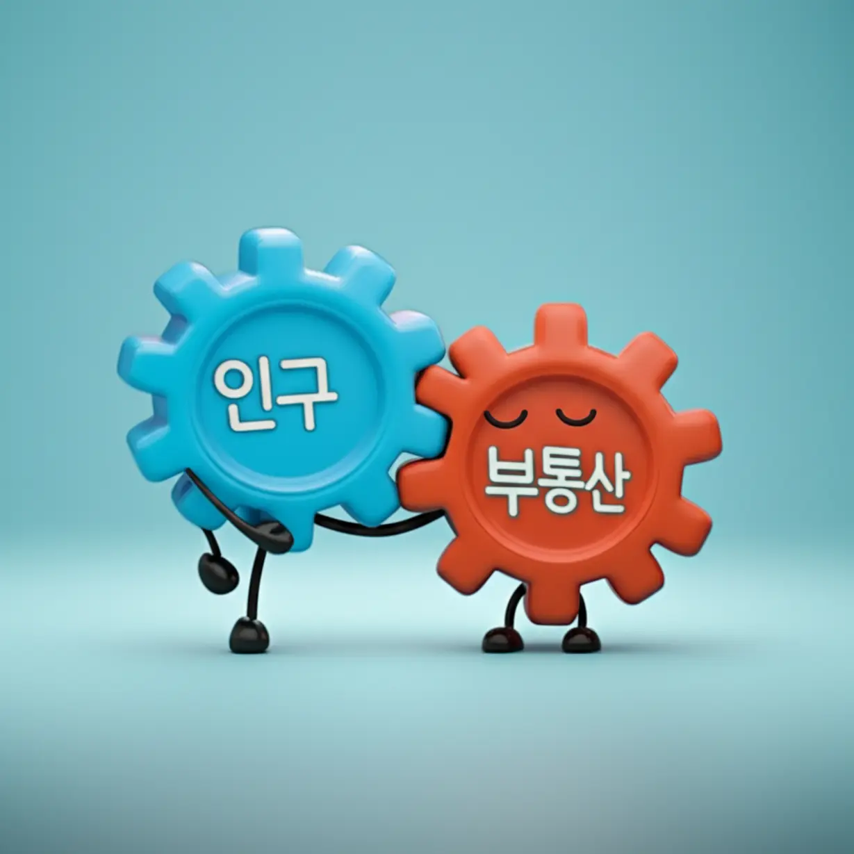 크기가-다른-두-개의-톱니바퀴가-맞물리지-않는-이미지.-인구-감소와-부동산-정책이-서로-다른-방향으로-움직임을-표현.