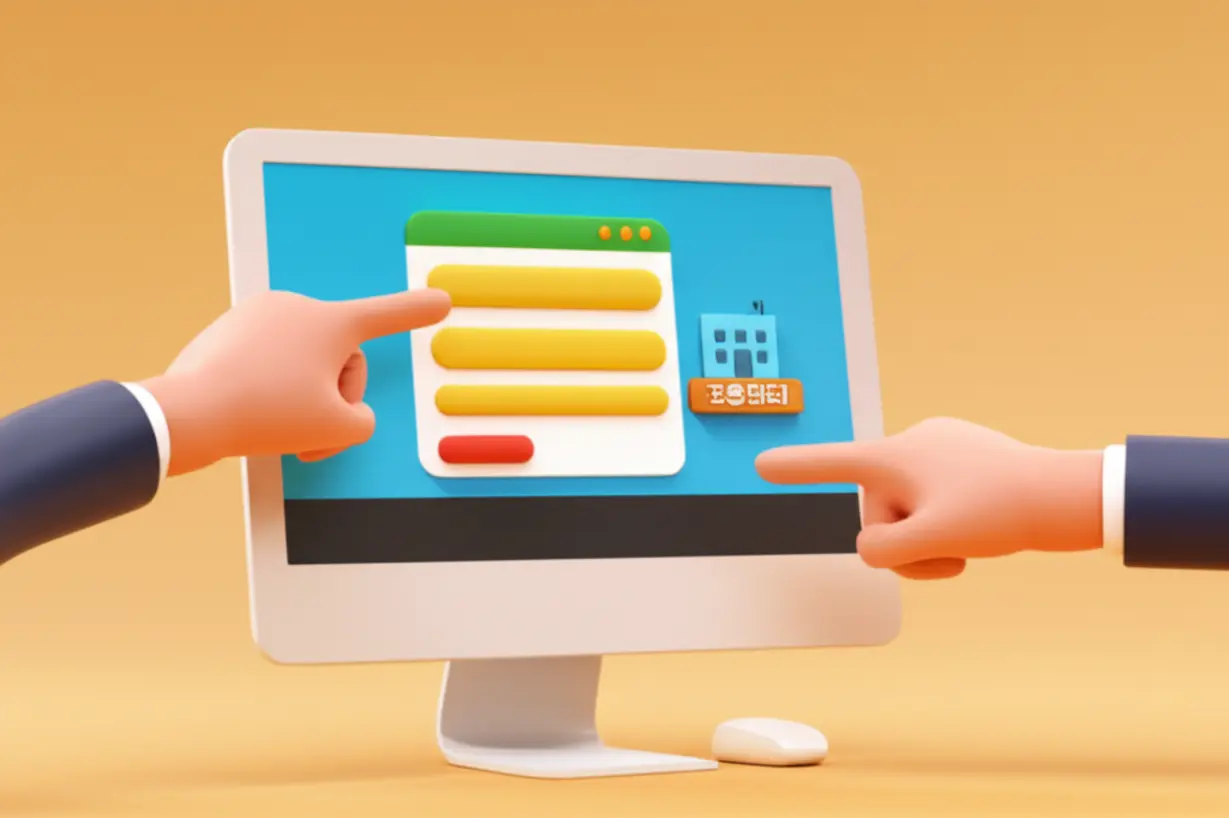 내일배움카드-온라인-신청과-고용센터-방문-신청-방법을-나타내는-귀여운-손과-아이콘-이미지