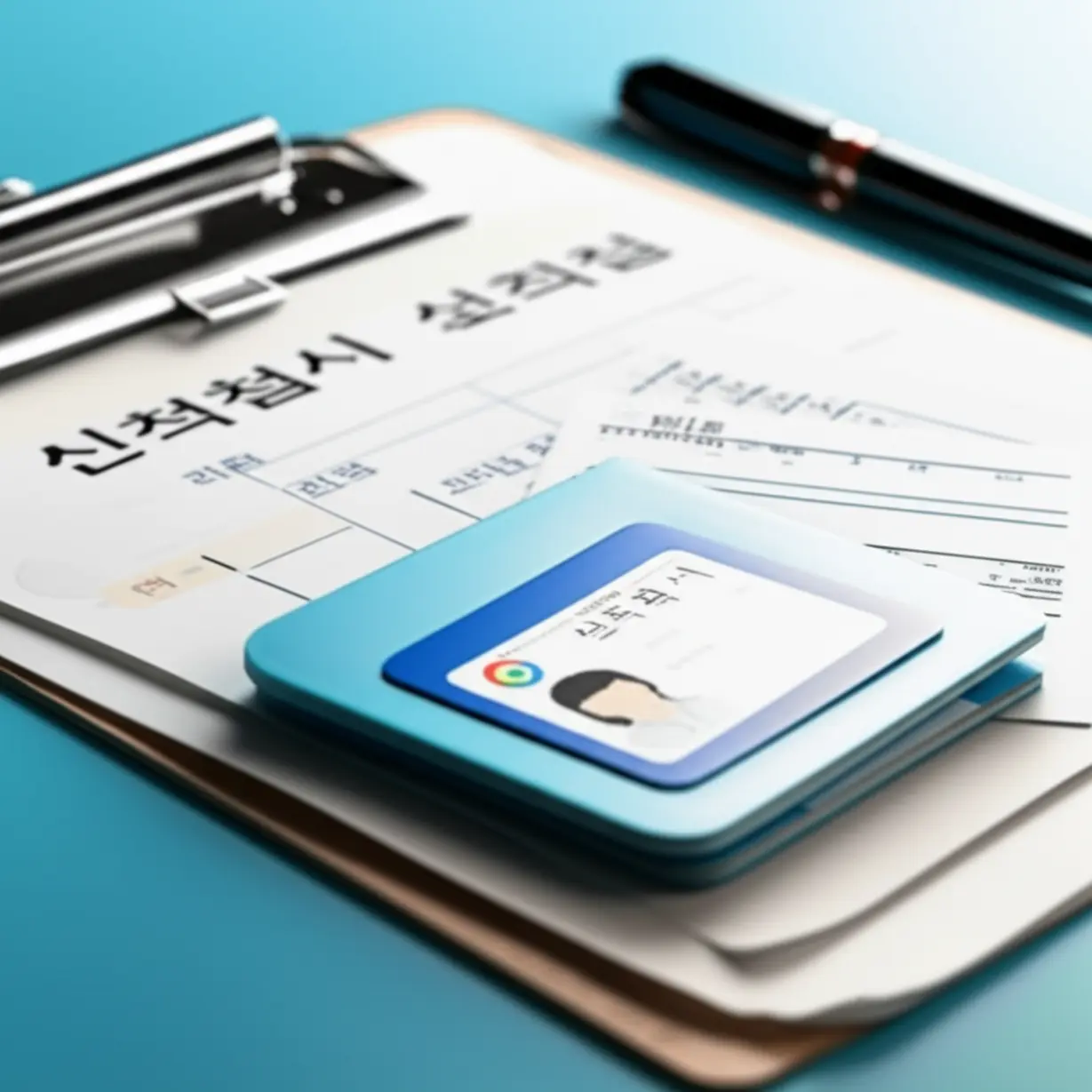 기초연금-신청-시-필요한-신분증,-통장,-서류들을-정돈된-모습으로-보여주는-이미지입니다.-기초연금-준비물.