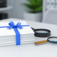 재직증명서-경력증명서-발급에-필요한-서류와-돋보기가-놓인-깔끔한-책상-이미지,-중요한-직장-서류-준비를-돕는-모습