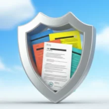 MG손해보험-계약자-보호를-상징하는-튼튼한-방패-모양-건물과-그-안에-안전하게-보관된-보험-증서들.-예별손해보험이-고객님의-소중한-보험을-지키는-모습을-귀엽게-표현한-3D-이미지입니다.