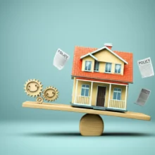 부동산-시장의-변동성을-귀엽게-표현한-3D-주택-이미지.-정부-정책과-미래-예측을-상징하는-요소들이-함께-배치되어-있습니다.