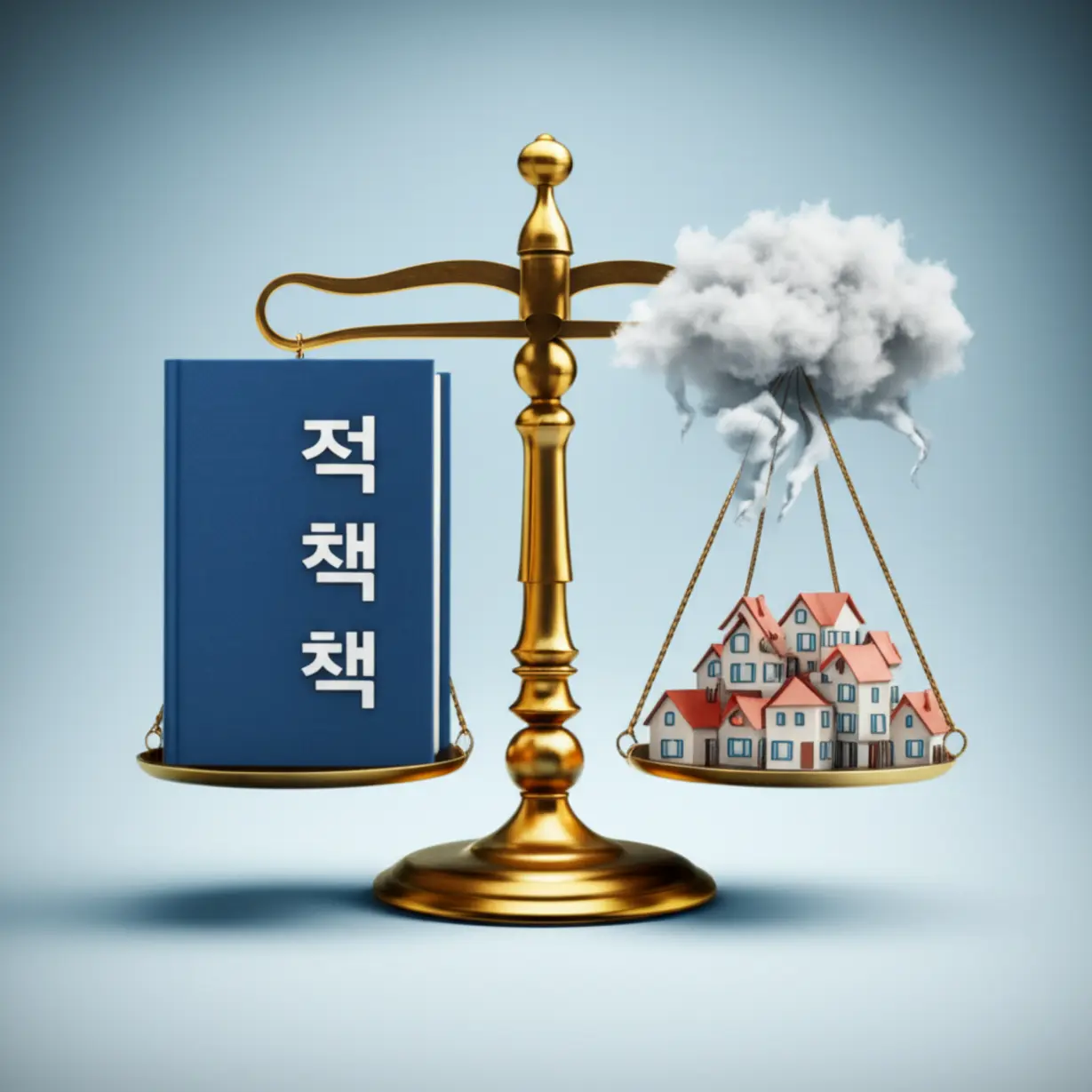 부동산-정책과-시장의-균형을-나타내는-귀여운-3D-저울-이미지,-정책이-시장에-미치는-영향과-불확실성을-표현