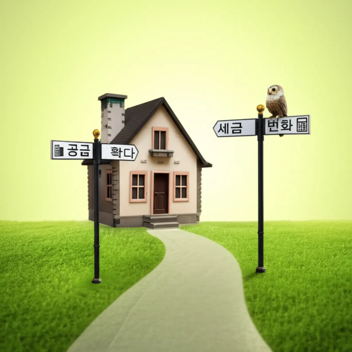 정부의-부동산-정책-방향을-나타내는-아기자기한-3D-이미지.-