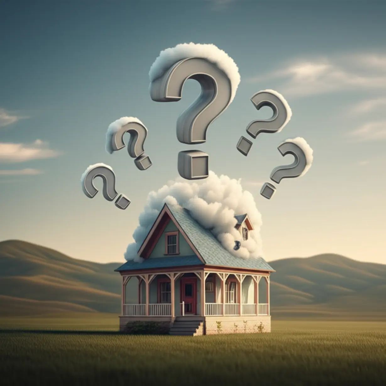 부동산-정책의-불확실성을-나타내는-귀여운-3D-물음표-구름-지붕집-이미지.-부모님-세대의-자산-보호를-위한-정책-분석의-중요성을-상징합니다.
