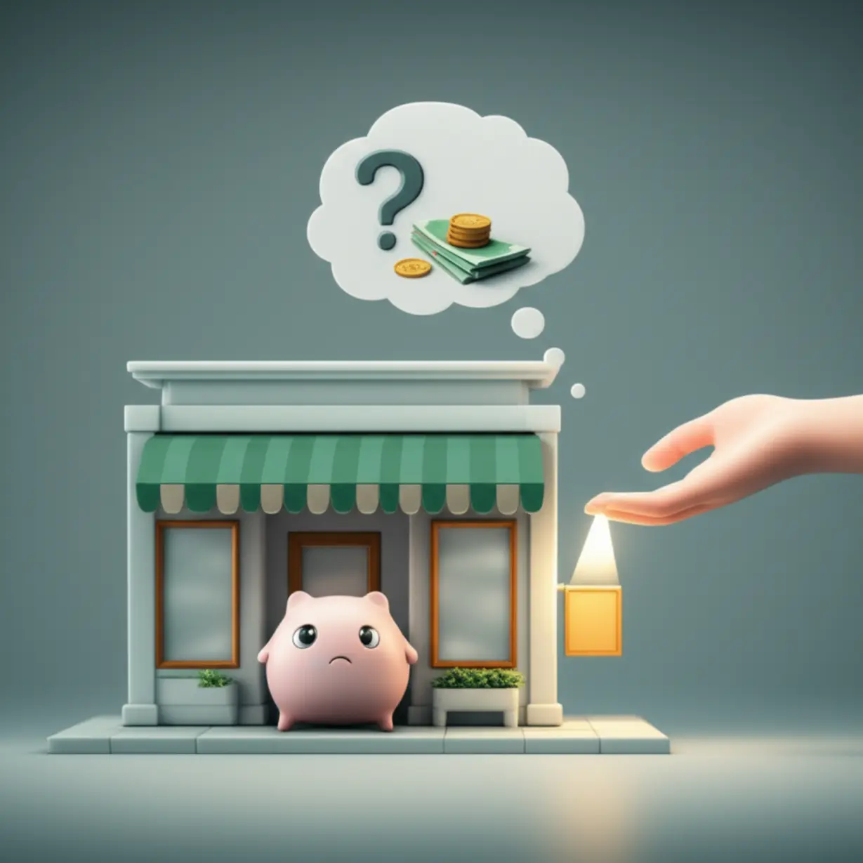 중소기업의-연차제도-개편에-대한-우려와-정부의-지원이-필요함을-나타내는-귀여운-3D-가게와-지원의-손길-이미지.